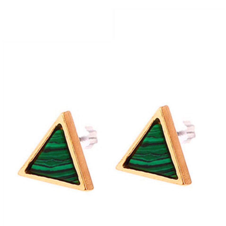 Farah Jewelry Green And Gold Geometric Earrings 18$